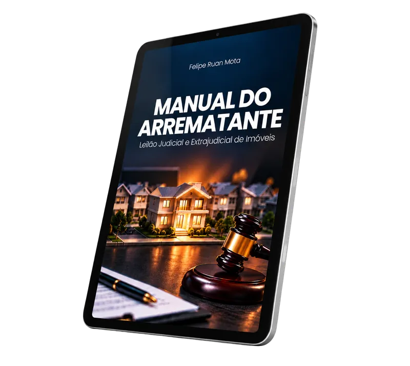 Capa do Manual do Arrematante em um tablet